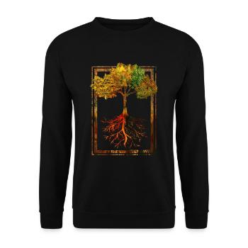 Mutter Natur Rahmen Wurzeln Baum Lebensbaum - Unisex Pullover - Schwarz - Vorne - Alina (178cm) & Michal (187cm)