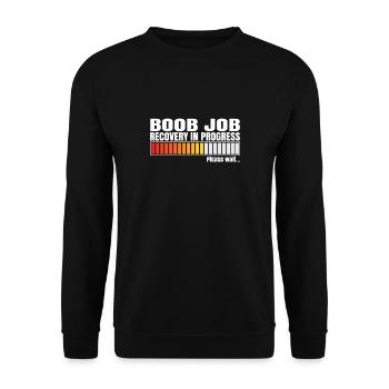 Boob Job Recovery In Progress - Unisex Sweatshirt - black - Front - Alina (178cm) & Michal (187cm)