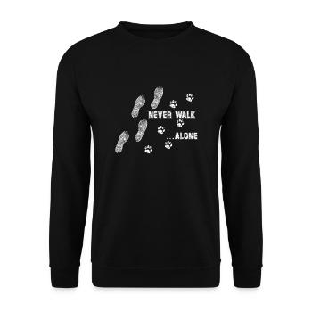 Never walk alone dog paw shoe print - Unisex Sweatshirt - black - Front - Alina (178cm) & Michal (187cm)