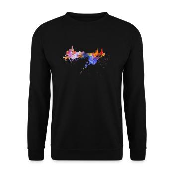 Chemise graffiti skyline de Dresde aux couleurs de la Saxe - Sweat-shirt Unisexe - noir - Devant - Alina (178cm) & Michal (187cm)