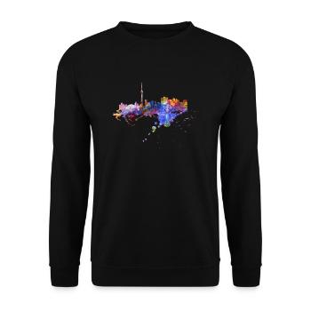Toronto Skyline Kanada Nacht Geschenkidee - Unisex Pullover - Schwarz - Vorne - Alina (178cm) & Michal (187cm)