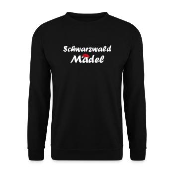 Schwarzwaldmädel Bollenhut Schwarzwald Heimat - Unisex Pullover - Schwarz - Vorne - Alina (178cm) & Michal (187cm)