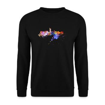 Leipzig Saxe ville foire Allemagne skyline - Sweat-shirt Unisexe - noir - Devant - Alina (178cm) & Michal (187cm)