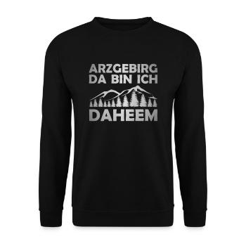 Arzgebirg Da Bin Ich Daheem Sächsisch Erzgebirge - Unisex Pullover - Schwarz - Vorne - Alina (178cm) & Michal (187cm)