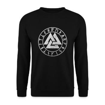 Odin knot runes circle Vikings Germanic Celts - Unisex Sweatshirt - black - Front - Alina (178cm) & Michal (187cm)