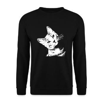 Cat Cat Motif Cat's Head Sweet Weird Ladies - Unisex Sweatshirt - black - Front - Alina (178cm) & Michal (187cm)