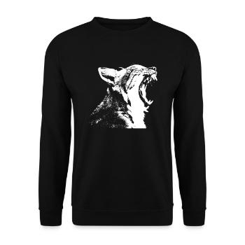 Luchs Wildkatze Motiv - Unisex Pullover - Schwarz - Vorne - Alina (178cm) & Michal (187cm)