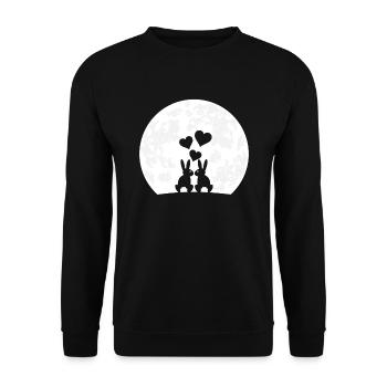 Heart Rabbit Rabbit Ladies Moon Love Rabbit Motif - Unisex Sweatshirt - black - Front - Alina (178cm) & Michal (187cm)