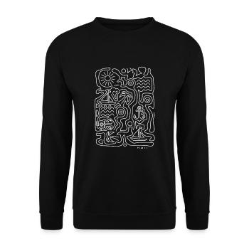 Summer vibes (weiss) - Unisex Pullover - Schwarz - Vorne - Alina (178cm) & Michal (187cm)