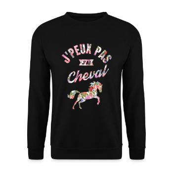 J'Peux Pas J'Ai Cheval - Sweat-shirt Unisexe - noir - Devant - Alina (178cm) & Michal (187cm)