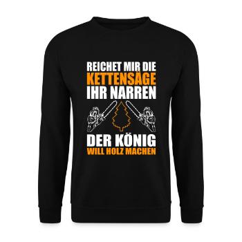 HOLZ SÄGE KETTENSÄGE GESCHENK WALD FÖRSTER BERUF - Unisex Pullover - Schwarz - Vorne - Alina (178cm) & Michal (187cm)