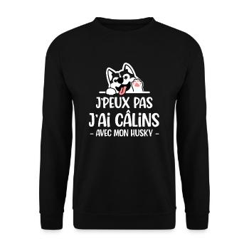 Husky cadeau drôle chien mignon - Sweat-shirt Unisexe - noir - Devant - Alina (178cm) & Michal (187cm)