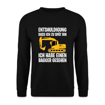 Bagger Excavator - Unisex Pullover - Schwarz - Vorne - Alina (178cm) & Michal (187cm)
