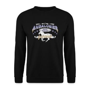 Andalusier Pferd Pferdebesitzer best friends BFF - Unisex Pullover - Schwarz - Vorne - Alina (178cm) & Michal (187cm)