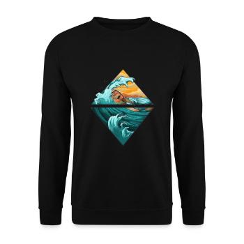 surf été vagues mer vacances cadeau cool - Sweat-shirt Unisexe - noir - Devant - Alina (178cm) & Michal (187cm)