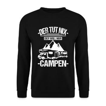 Der Tut Nix Der Will Nur Campen - Unisex Pullover - Schwarz - Vorne - Alina (178cm) & Michal (187cm)