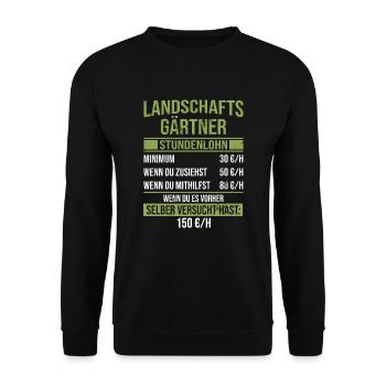 GardenIng Galabau Gardener - Unisex Sweatshirt - black - Front - Alina (178cm) & Michal (187cm)