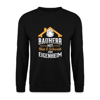 Baustelle Bauherr Hausbau - Unisex Pullover - Schwarz - Vorne - Alina (178cm) & Michal (187cm)