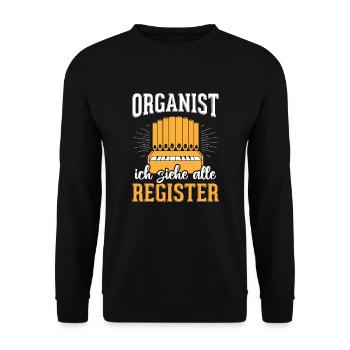 Orgel Kirche - Unisex Pullover - Schwarz - Vorne - Alina (178cm) & Michal (187cm)