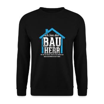Bauherr Hausbau - Unisex Pullover - Schwarz - Vorne - Alina (178cm) & Michal (187cm)