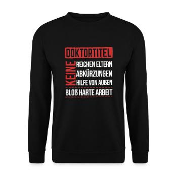 Doktorand Doktortitel Doktor - Unisex Pullover - Schwarz - Vorne - Alina (178cm) & Michal (187cm)