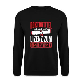 Doktor Doktortitel Doktorand - Unisex Pullover - Schwarz - Vorne - Alina (178cm) & Michal (187cm)