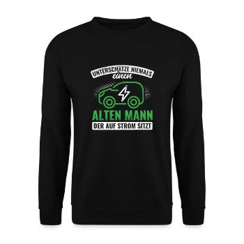 Elektroauto E-Auto Auto - Unisex Pullover - Schwarz - Vorne - Alina (178cm) & Michal (187cm)
