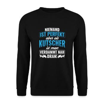 Kutsche Kutscher - Unisex Pullover - Schwarz - Vorne - Alina (178cm) & Michal (187cm)