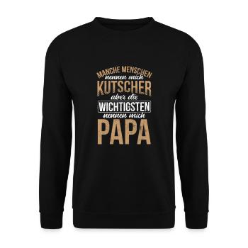 Geschenkidee Kutsche Kutscher - Unisex Pullover - Schwarz - Vorne - Alina (178cm) & Michal (187cm)