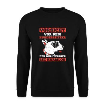 Bullterrier Hunde - Unisex Pullover - Schwarz - Vorne - Alina (178cm) & Michal (187cm)