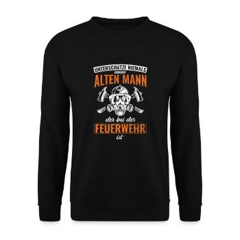 Feuerwehr Feuerwehrmann - Unisex Pullover - Schwarz - Vorne - Alina (178cm) & Michal (187cm)