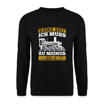 Modelleisenbahn Eisenbahn - Unisex Pullover - Schwarz - Vorne - Alina (178cm) & Michal (187cm)