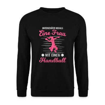 Sportart Handball Handballer - Unisex Pullover - Schwarz - Vorne - Alina (178cm) & Michal (187cm)
