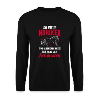 Pferd Noriker - Unisex Pullover - Schwarz - Vorne - Alina (178cm) & Michal (187cm)