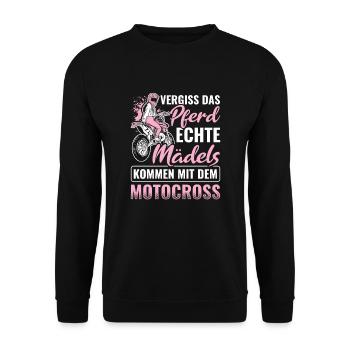 Motorrad Biker Motocross - Unisex Pullover - Schwarz - Vorne - Alina (178cm) & Michal (187cm)