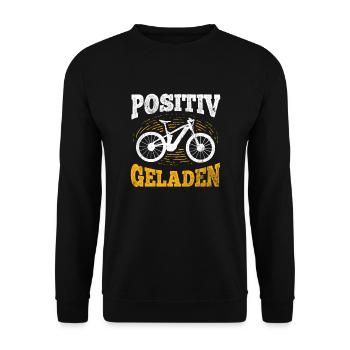 Ebike Geschenk Fahrrad - Unisex Pullover - Schwarz - Vorne - Alina (178cm) & Michal (187cm)