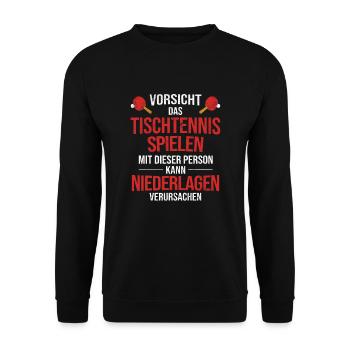 Geschenk Tischtennis Tischtennisschläger - Unisex Pullover - Schwarz - Vorne - Alina (178cm) & Michal (187cm)