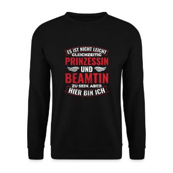 Gleichzeitig Prinzessin Und Beamtin Sein Beamter - Unisex Pullover - Schwarz - Vorne - Alina (178cm) & Michal (187cm)