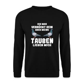 Taube Tauben Vogel - Unisex Pullover - Schwarz - Vorne - Alina (178cm) & Michal (187cm)