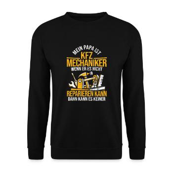 Mein Papa Ist KFZ Mechaniker Automechaniker KFZ - Unisex Pullover - Schwarz - Vorne - Alina (178cm) & Michal (187cm)