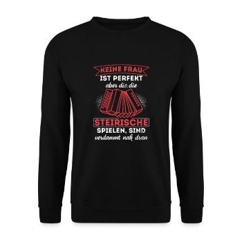 Frauen Die Steirische Spielen Perfekt Harmonika - Unisex Pullover - Schwarz - Vorne - Alina (178cm) & Michal (187cm)