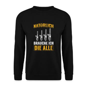 Kettensäge Geboren - Unisex Pullover - Schwarz - Vorne - Alina (178cm) & Michal (187cm)