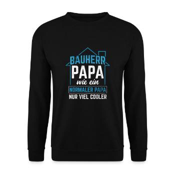 Bauherr Papa Viel Cooler Richtfest Hausbau Bauherr - Unisex Pullover - Schwarz - Vorne - Alina (178cm) & Michal (187cm)