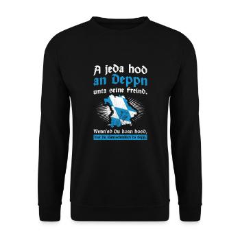 Jeda Hod Deppn unta Freind Bayrisch Freistaat - Unisex Pullover - Schwarz - Vorne - Alina (178cm) & Michal (187cm)