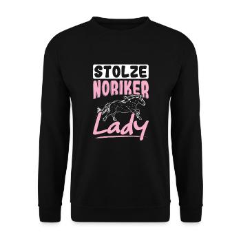 Stolze Noriker Lady Pferde Reiterin Noriker - Unisex Pullover - Schwarz - Vorne - Alina (178cm) & Michal (187cm)