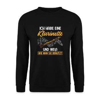 Habe Klarinette Weiß Wie Man Benutzt Klarinette - Unisex Pullover - Schwarz - Vorne - Alina (178cm) & Michal (187cm)