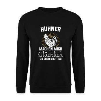 Hühner Machen Mich Glücklich Bauer Landwirt Hühner - Unisex Pullover - Schwarz - Vorne - Alina (178cm) & Michal (187cm)