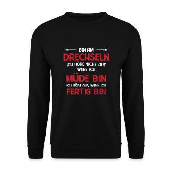 Drechseln Drehen - Unisex Pullover - Schwarz - Vorne - Alina (178cm) & Michal (187cm)