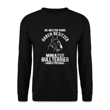 Bullterrier Hunde - Unisex Pullover - Schwarz - Vorne - Alina (178cm) & Michal (187cm)