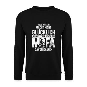 Mofa Moped Geschenk - Unisex Pullover - Schwarz - Vorne - Alina (178cm) & Michal (187cm)
